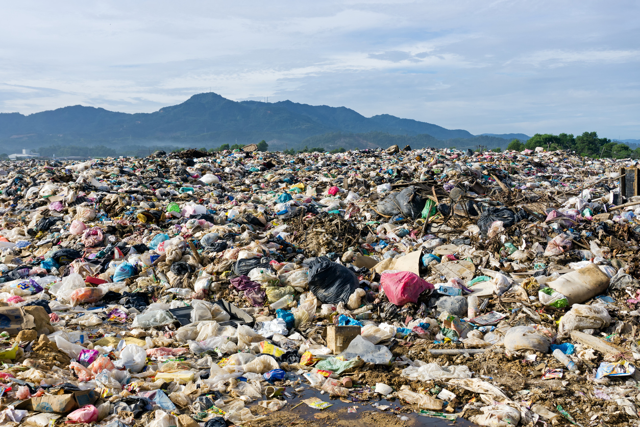 Rubbish dumped in landfill