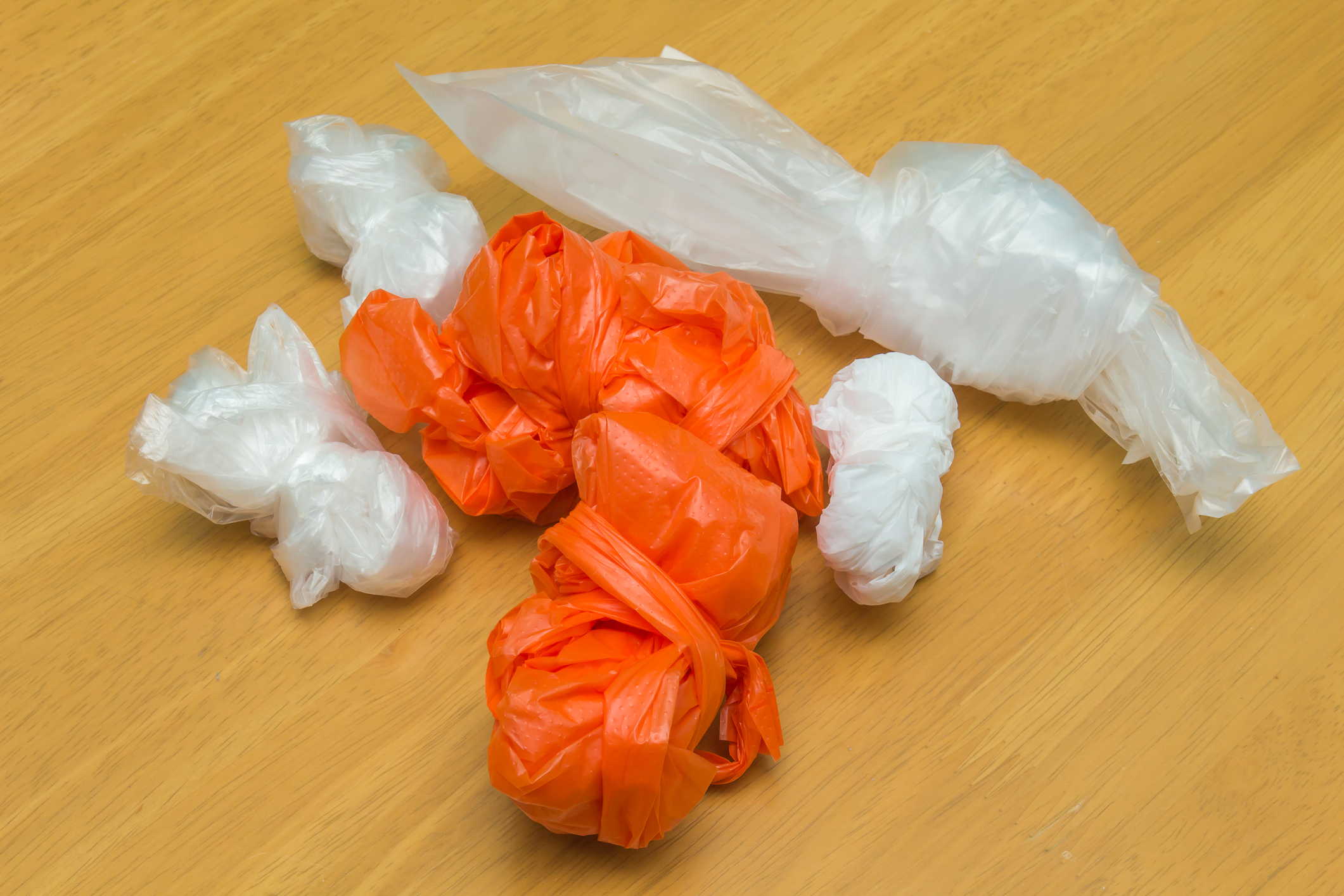 pile of plastic bags screwed up